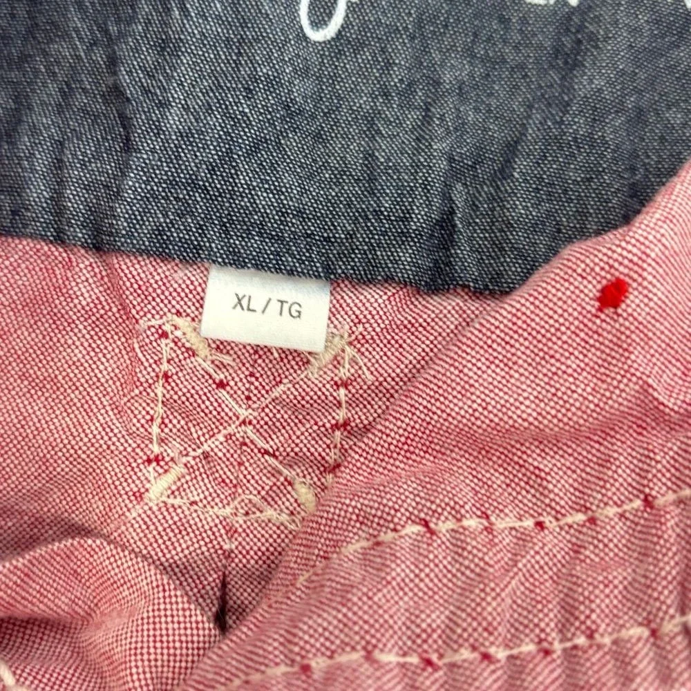 True Religion Shirt XL Mens Button Down Red Cotton‎ Utility Y2K Western Rodeo